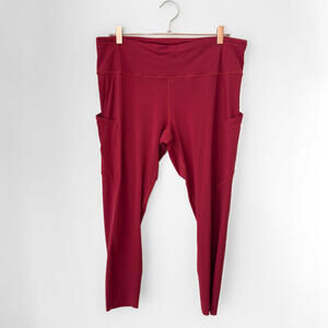 Lululemon Dark Red Fast Free High Rise Pocket 25" Inseam Leggings Size 14